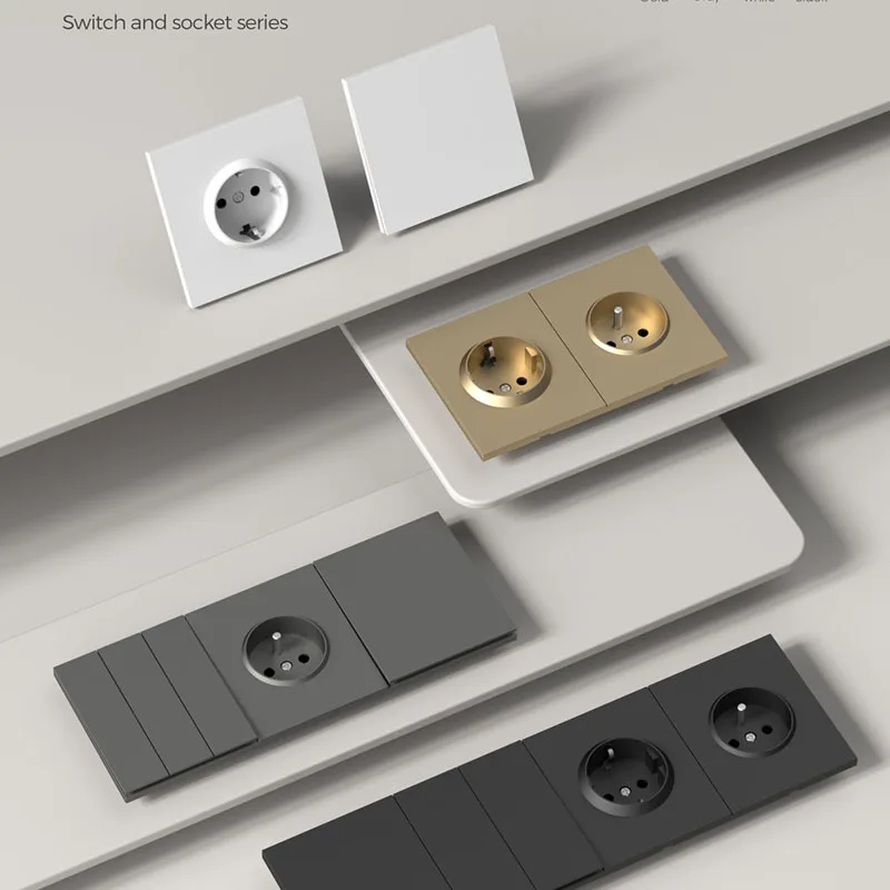 86 Type Russian Standard Wall Switch Socket,1 Gang 1 Way,Fire Resistant Grey Panel