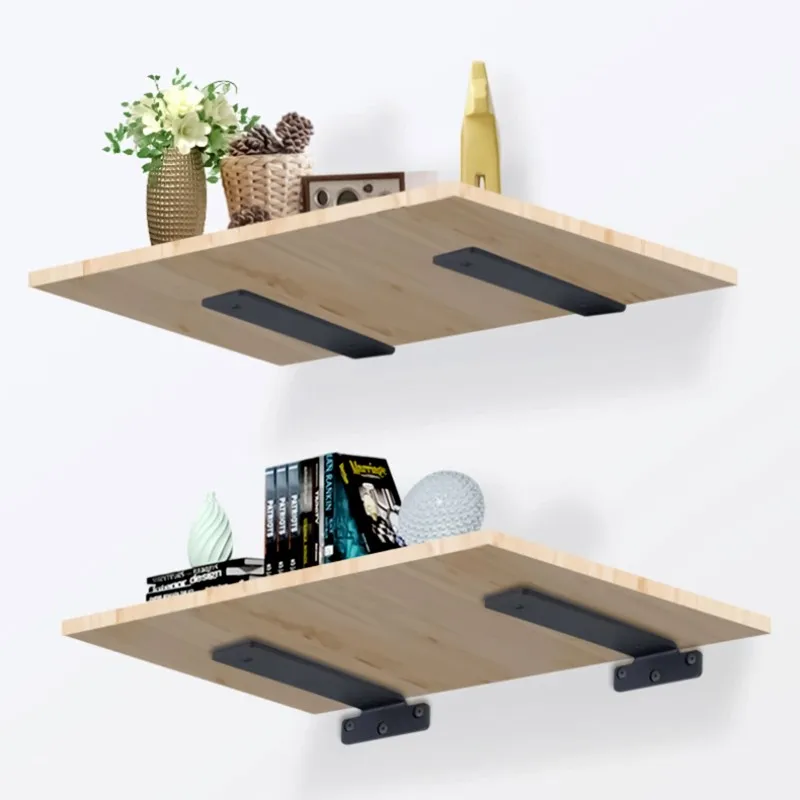 1PC 6 Inch Heavy Duty Steel L Shaped Wall Mounted Shelf Bracket, Pre Drilled Holes Black Metal Support for Kitchen Cabinet Wardr