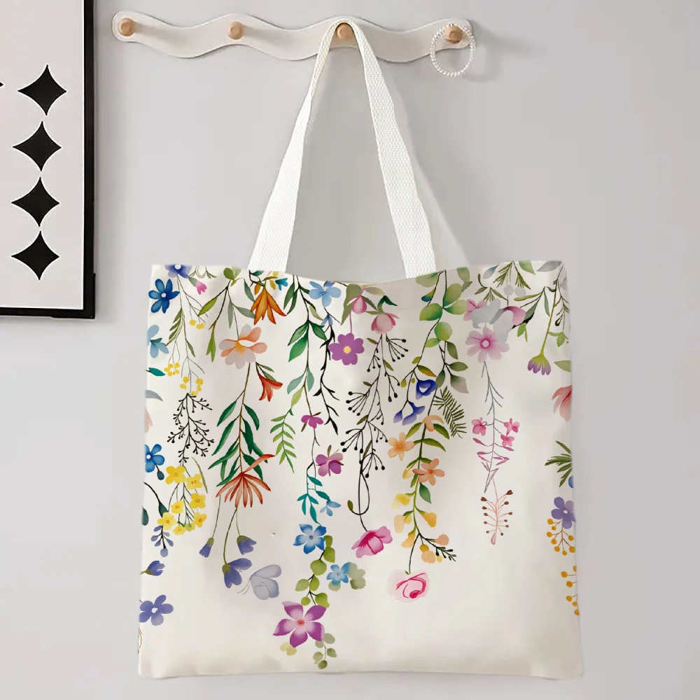 

Flower Printed Tote Bag 40x40cm Reusable Fashionable Backpack Multifunctional Handbag Printed Shopping Bag Storage Pouch