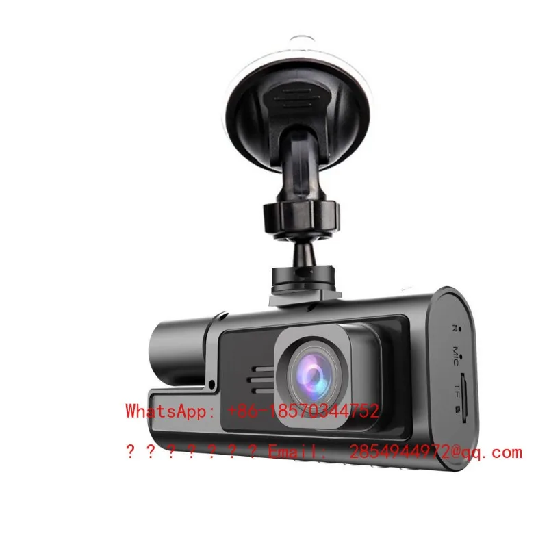 Suction Cup 18p Driving Recorder Three Lenses High Definition Night Vision Wide Angle Reversing Image TF Card 140 °