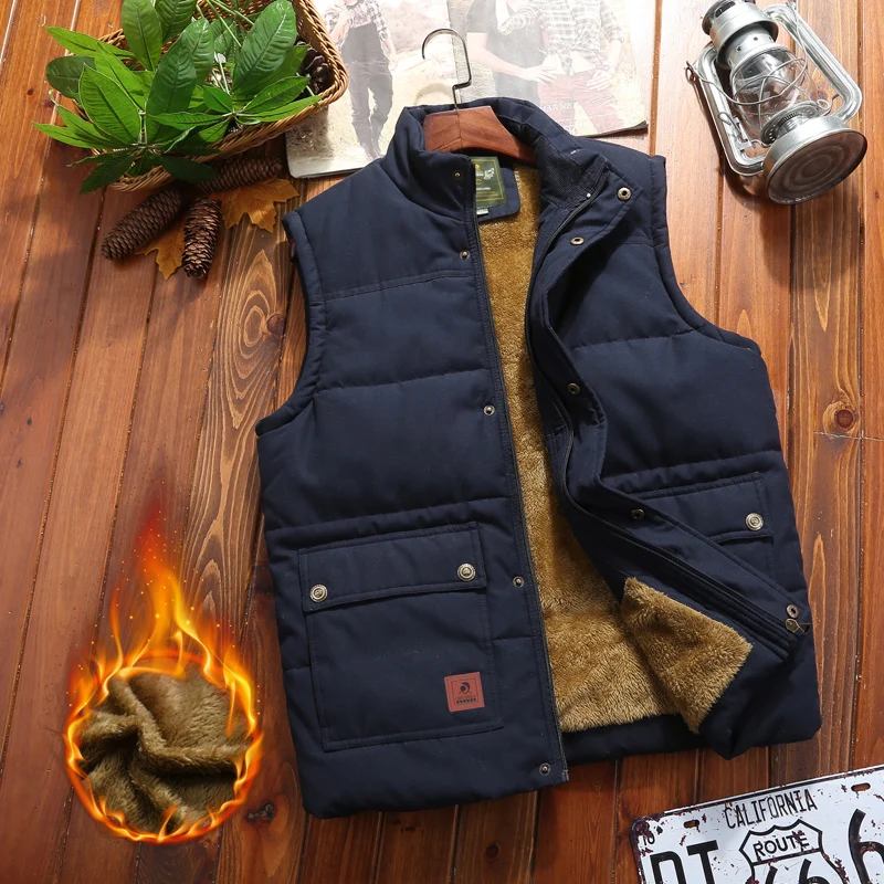 Fishing Workwear Fleece Vest Men Large Size Coats Winter Vest Jackets Sleeveless Coat Fur Fashion Men Brand Clothing Winter Vest