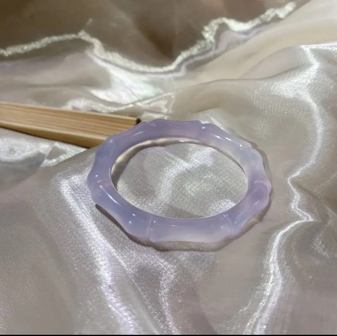 

Natural Ice Species Purple Chalcedony Bamboo Bracelet White Agate Jade Bracelet Women's Fashion Style