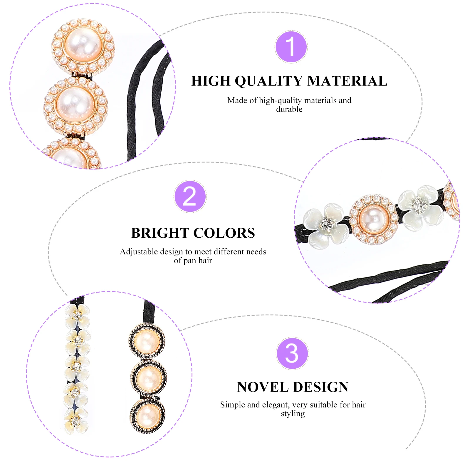 

Hair Bun Maker Donut Holder Styling Accessories Pearl Headdress Tools Bun Shaper Hairstyle Resin Material Non Damaging Flexible