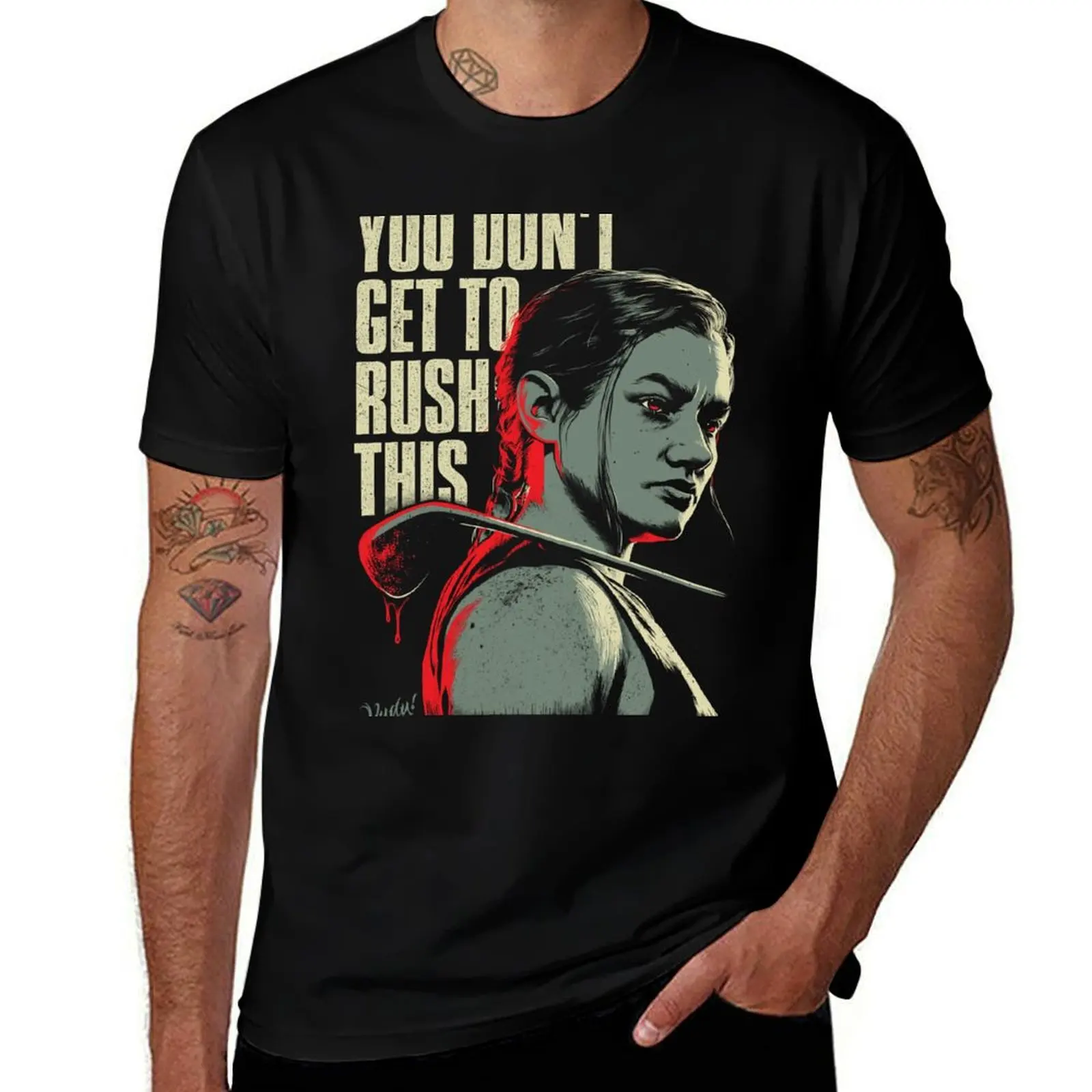 

Abby's Revenge: Iconic Golf Club Scene T-Shirt blue archive graphic t shirts summer clothes black t-shirts for men