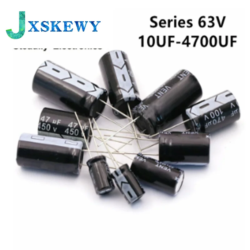 63V Aluminum Electrolytic Capacitor 10UF 22UF 33UF 47UF 100UF 220UF 330UF 470UF 680UF 1000UF 2200UF 3300UF 4700UF