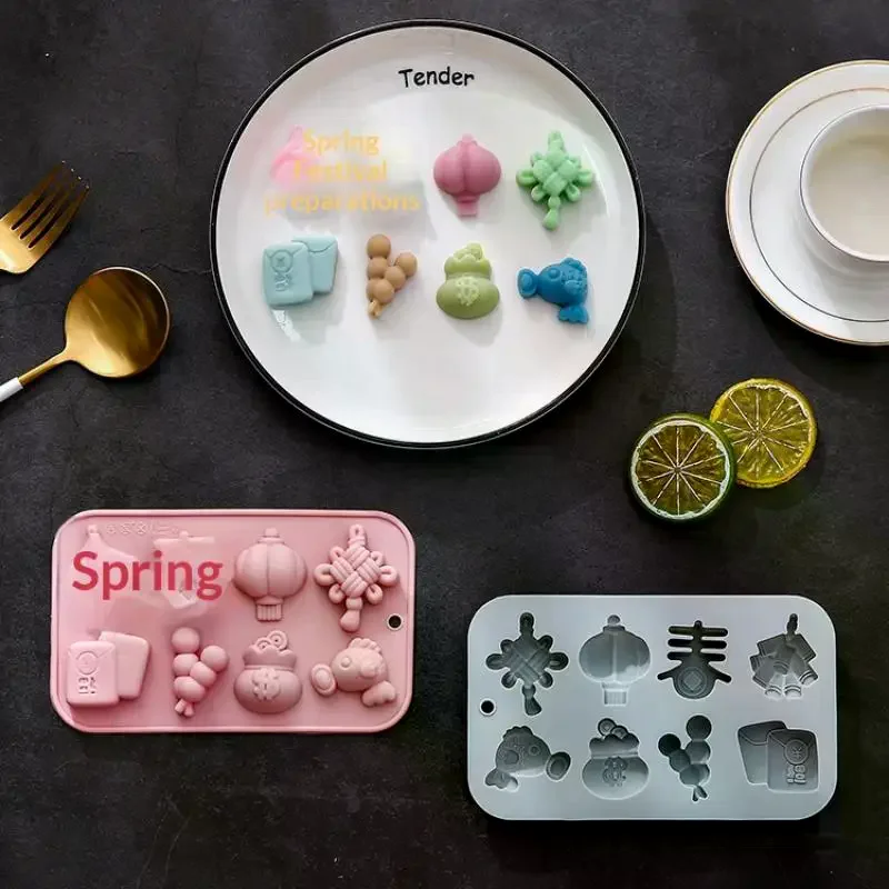 

New Year Chinese Horse Zodiac Get Rich Soon Gypsum Ornament Candle Mold Spring Festival DIY Horse Candle Silicone Mold Success