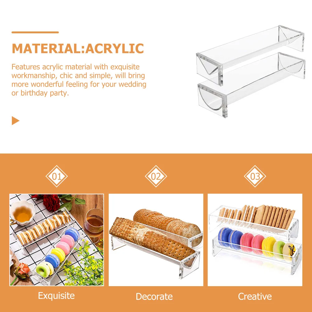 Acrylic Serving Trays 2 Pack Clear Dessert Snack Fruit Display for Wedding Baby Shower Picnic Home Office