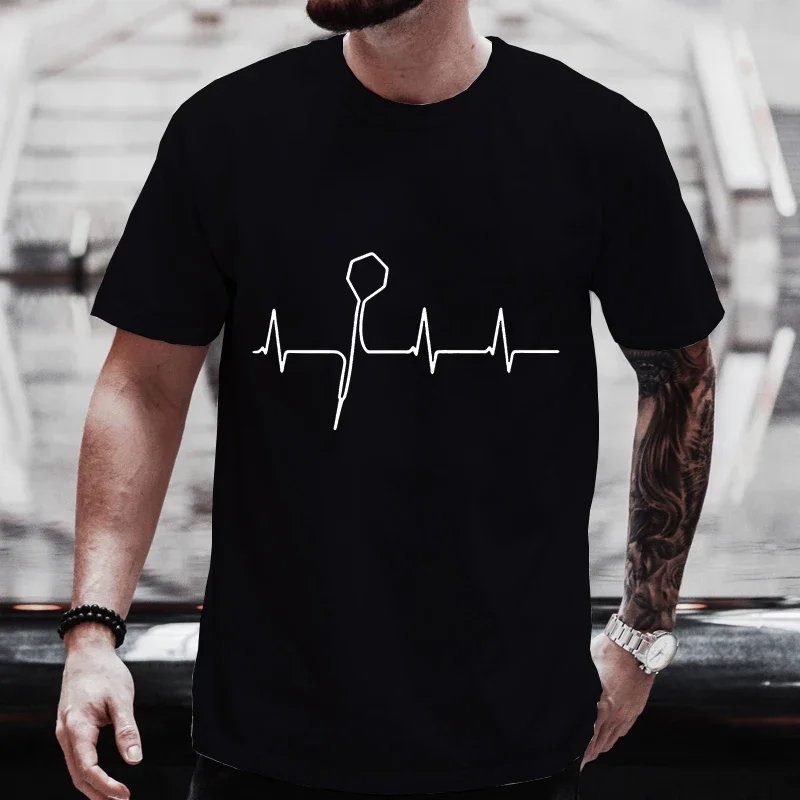 Funny Heartbeat of Darts Shirts Men Graphic Y2k Tops Fashion Streetwear Short Sleeve Tee Summer Oversized T-shirt Mens Clothing