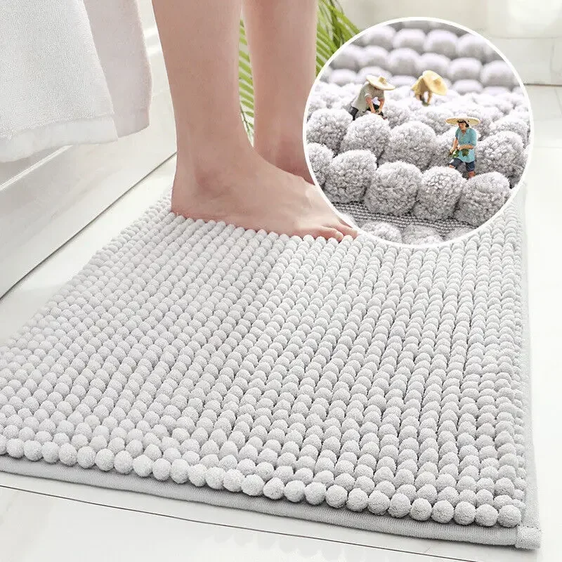 Luxury Super Soft Chenille Shaggy Bathroom Mat Bath Carpets Solid Color Non Slip Absorbent Bathroom Carpet Foot Mat