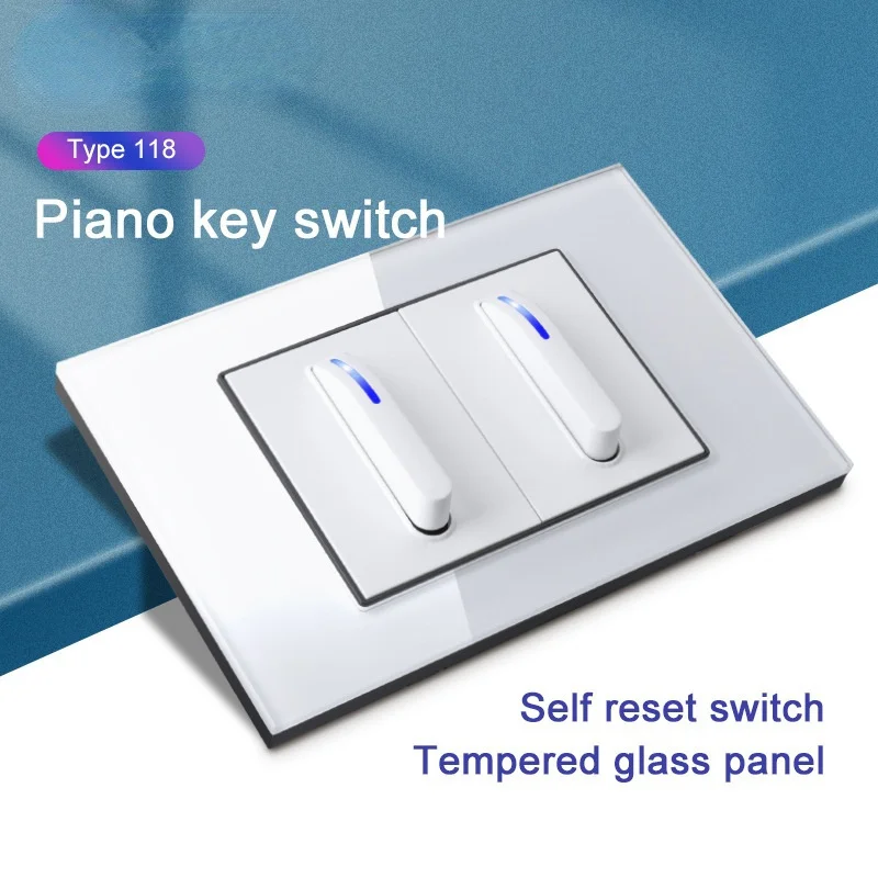 

118 type white piano key toughened glass Dimming Switch adjust speed switch socket 16 / 20A US AU Brazil Mexico universal socket