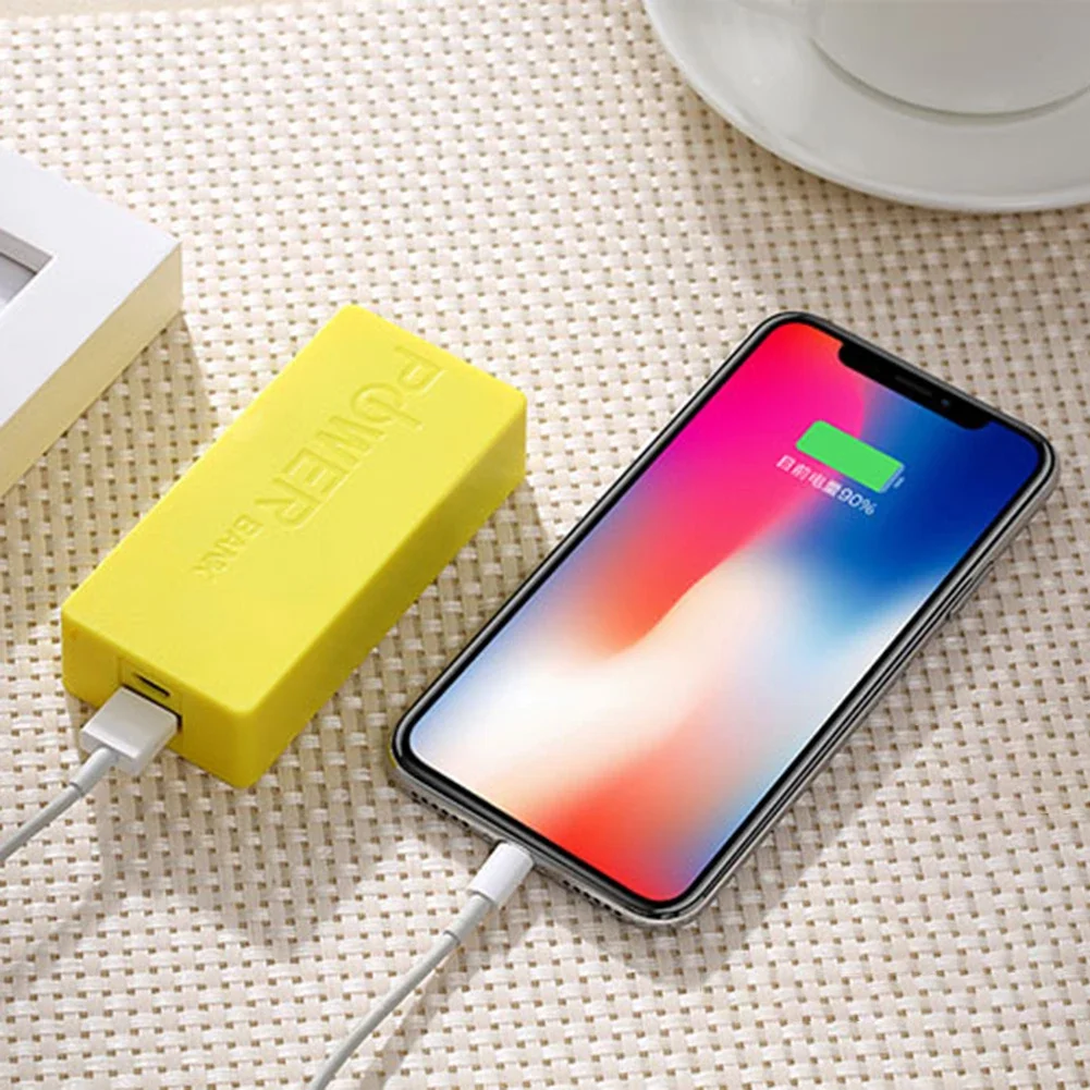 Accessorie Mobile Power Housing Pink/yellow/green Power Bank Shell 2 Sections Assembly Kit Black/white/blue Diy Sleeve