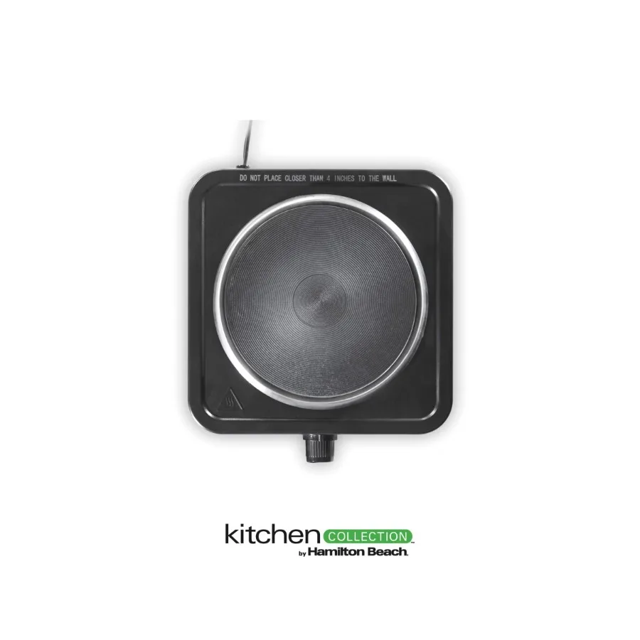 Kitchen Collection Single Burner, 34110KC, 1000W Portable Electric Hot Plate, Adjustable Temperature, Ceramic Non‑Stick Cast Iron Plate, Nonslip Rubber Feet