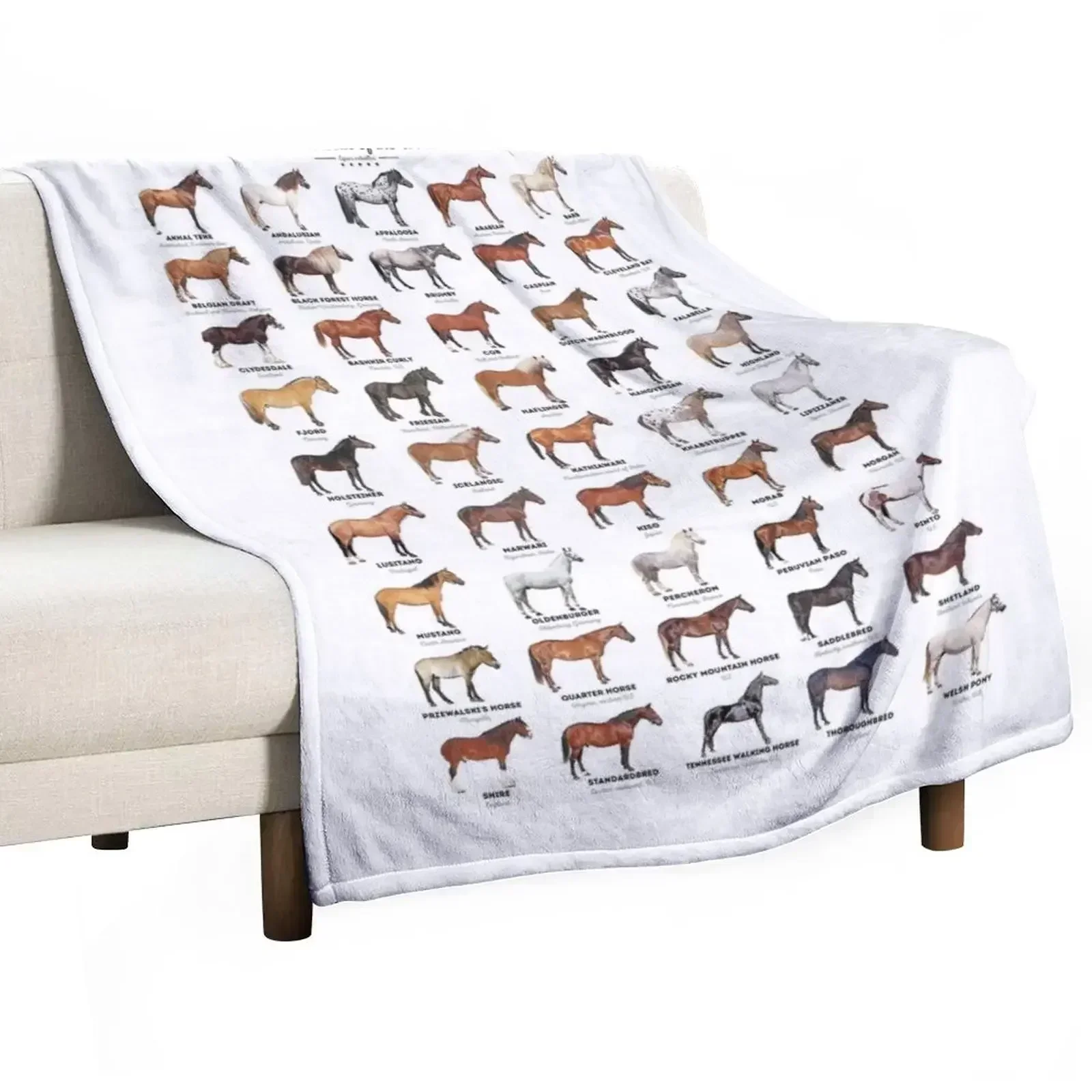 

Horse Breeds Of The World Throw Blanket bed plaid Blankets Sofas Of Decoration Plaid Blankets