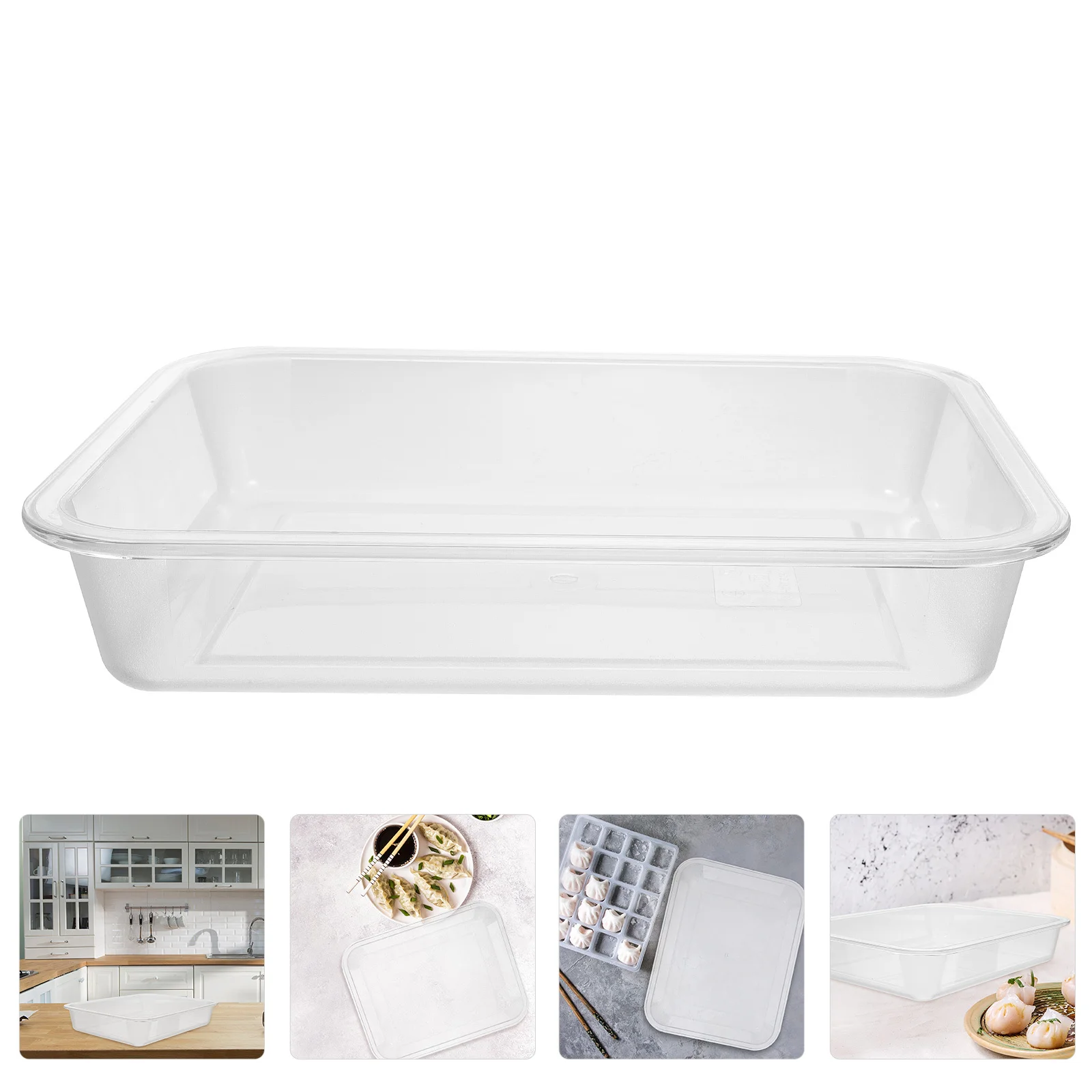 

1pc Acrylic Cold Dish Tray Transparent Large Capacity Food Storage Plate Smooth Frosted Bottom Multi-Function Rectangular