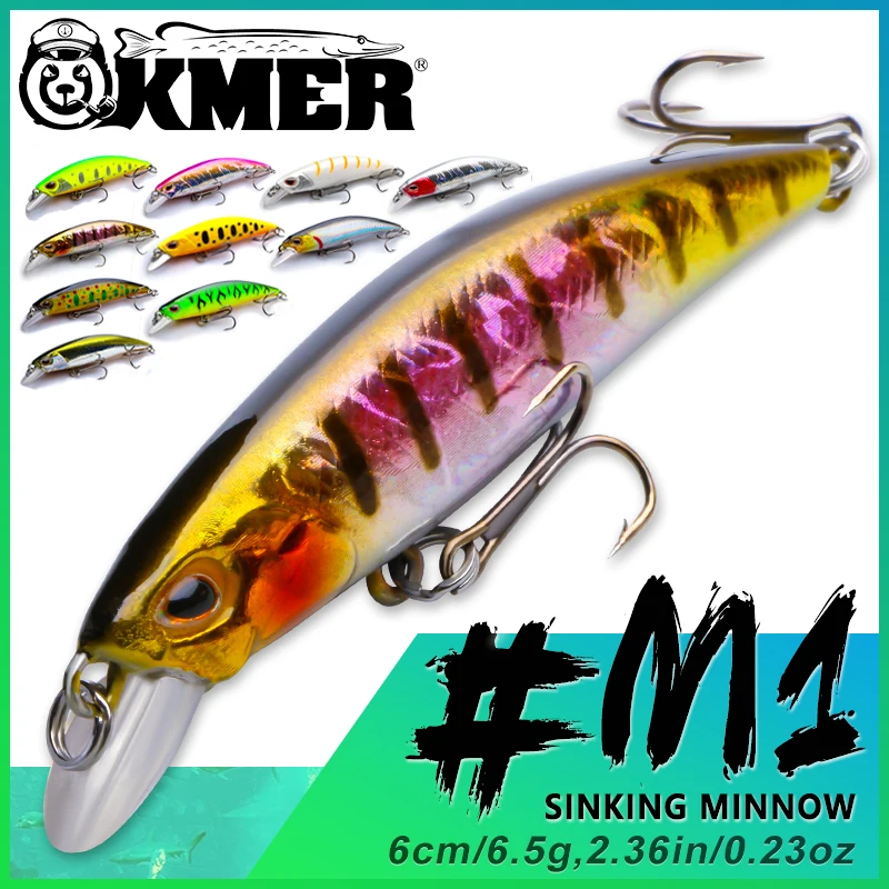 KMER Fishing Lure For Wobbler Slow Sinking Minnow Crankbait For Zander Pike Walleye About Artificial Hard Bait Goods Accessories