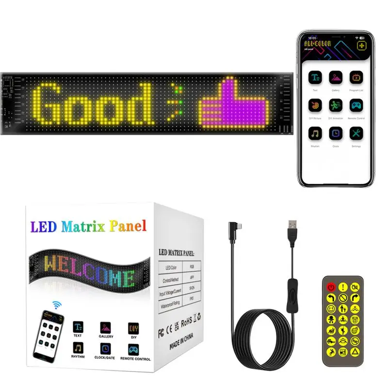 led matrix pixel panel para carro rolagem tela publicitaria usb 5v flexivel programavel exibicao de animacao grafite animacao 01