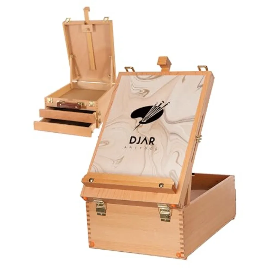 

Большой скетчбокс с 3-ярусным хранилищем, регулируемый настольный мольберт из бука для рисования, портативный деревянный мольберт для холстов