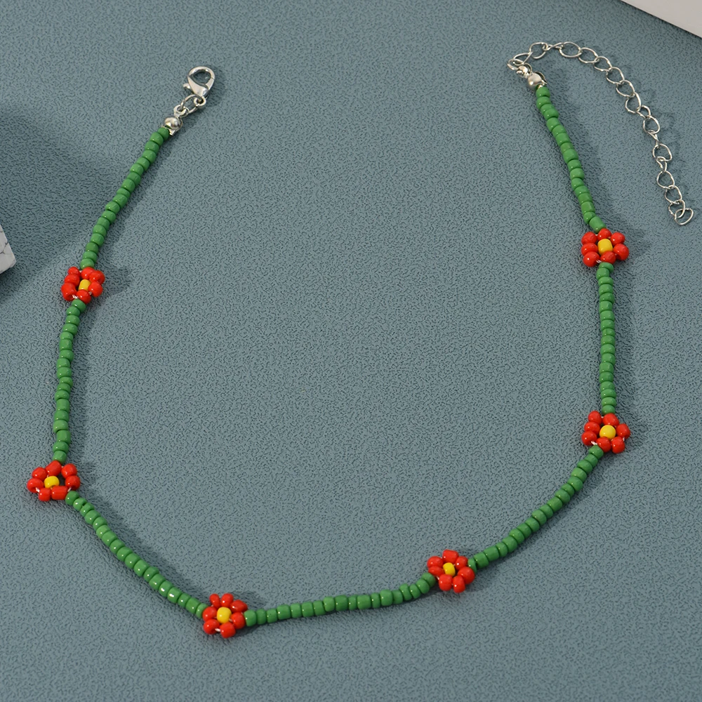 Flower Short Necklace For Women Fashion Simple Boho Handmade Beaded Ladies Birthday Party Clavicle Chain Jewelry Wholesale image 6