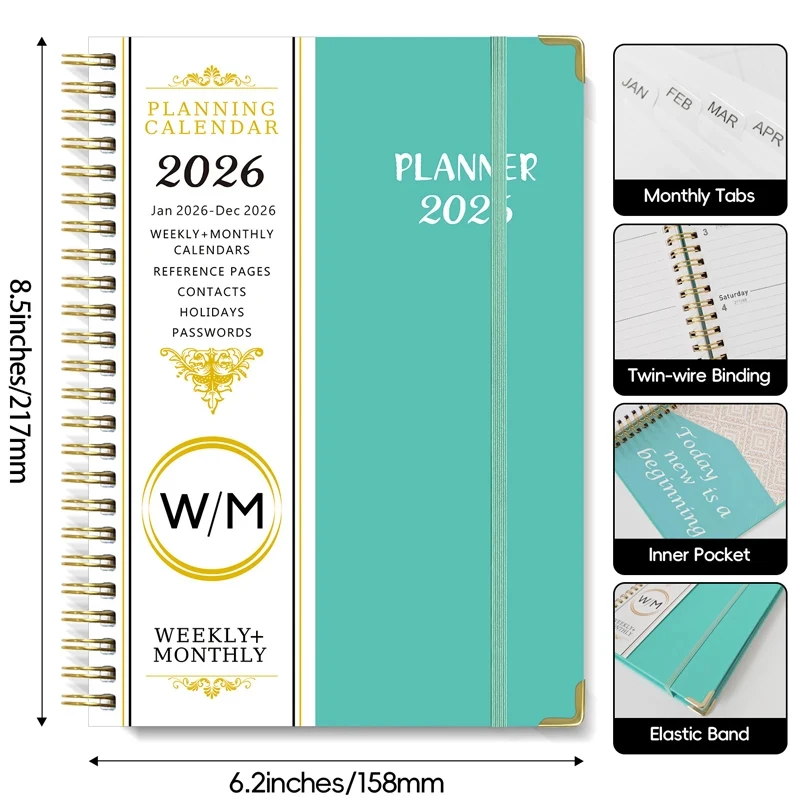 2026 English Notebook Schedule Planning A5 Diary School Stationery Notepad Portable List Project Work Supplies Office Students