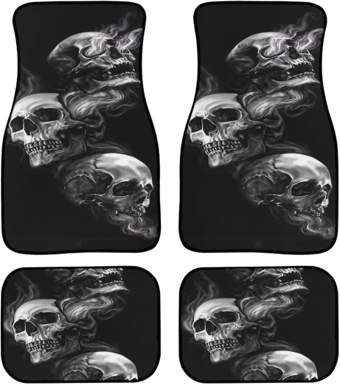 

Buybai автомобильные коврики с черепом, крутой дизайн, модный черно-белый классический ковер для ног, универсальный для автомобиля, внедорожника, фургона
