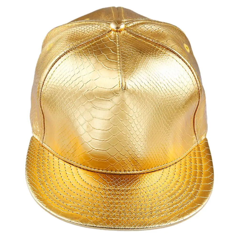 

Gold Tone Unisex Snapback Hats Adjustable Hip Hop Flat Brim Baseball Cap For Wome Men