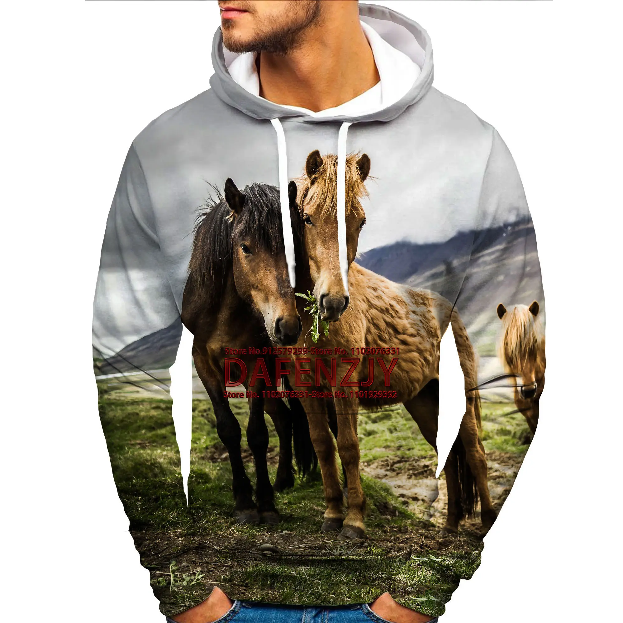 Wild Horses Running at Night 3d Printed Hoodies Unisex Cool Pullover Animal Graphic Sweatshirt Mens Street Pullover