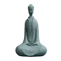 Meditating Buddha Statue Sculpture Natural Stone Room Ornament Suitable for Office Wine Cooler Decor