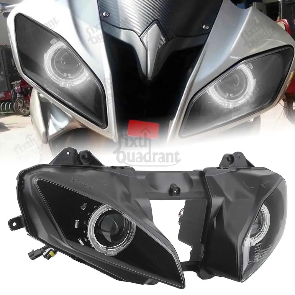 

Аксессуар для мотоцикла, светодиодная фара дальнего/ближнего света, проектор в сборе, ангельские глаза дьявола, головной свет для Yamaha YZF-R6 R6 08-16