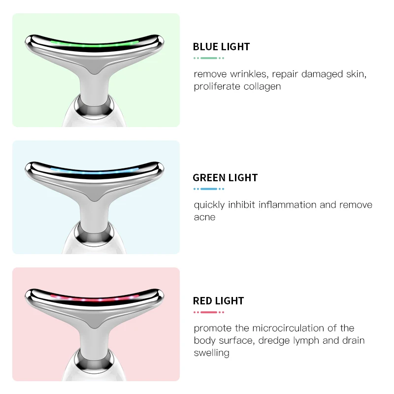 Facial Massager Led Photon Therapie Gezicht Lifting Apparaat Ems Aanscherping Verwarming Gereedschap Rimpel Remover Verminder Dubbele Kin Massager