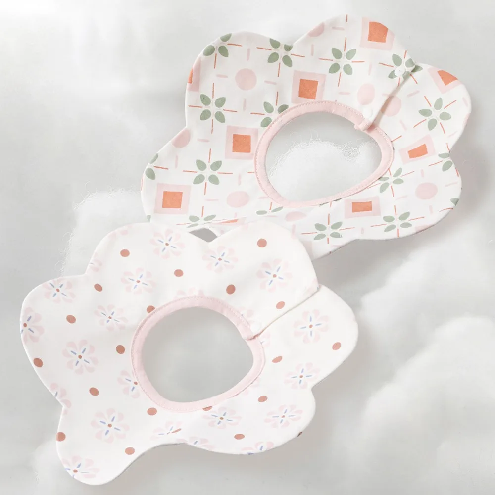 Waterproof Baby Cotton Bibs Round Neck Flower Shape Baby Drooling Bibs Princess INS Saliva Towel Cloths Neck Wear Accessories