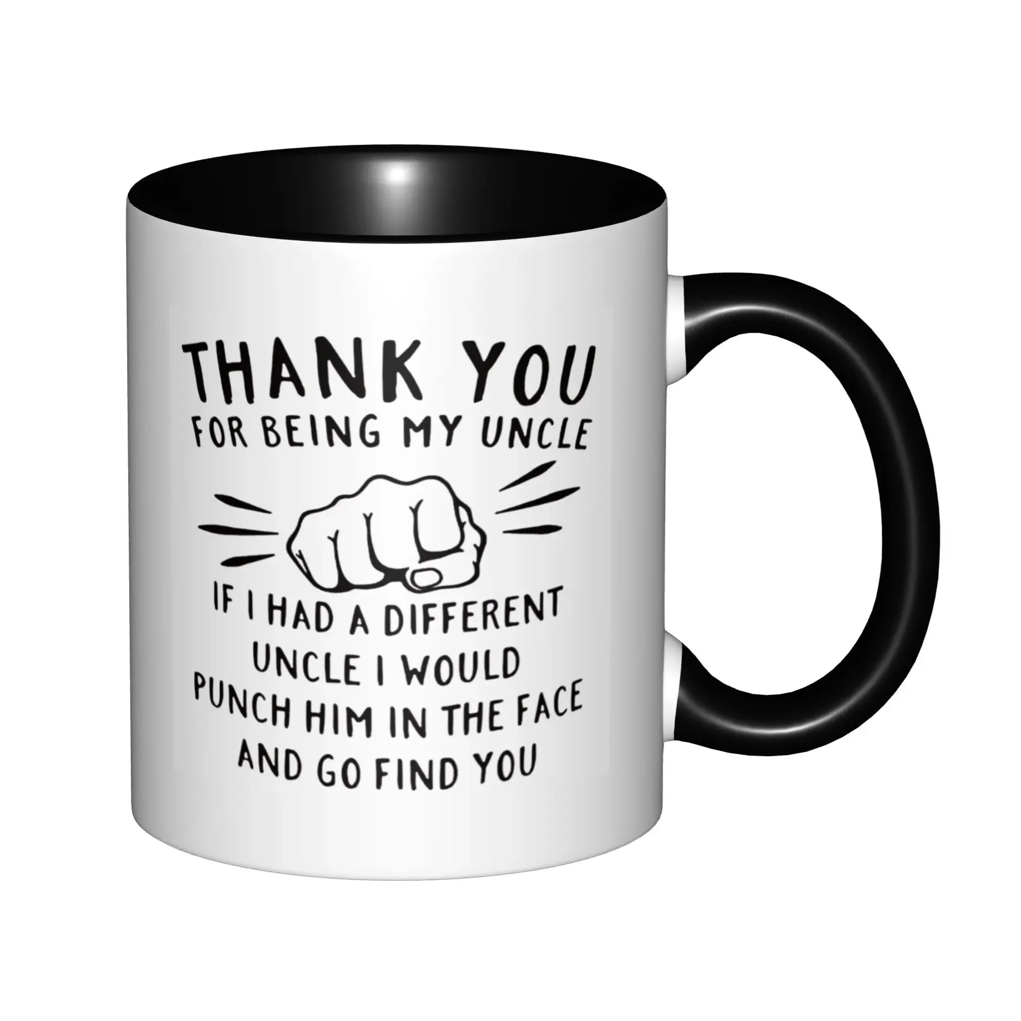 Best Uncle Gift - Thank You for Being My Uncle Funny Mugs With Black Handle Birthday Coffee Mugs Ceramic Tea Cups 11oz