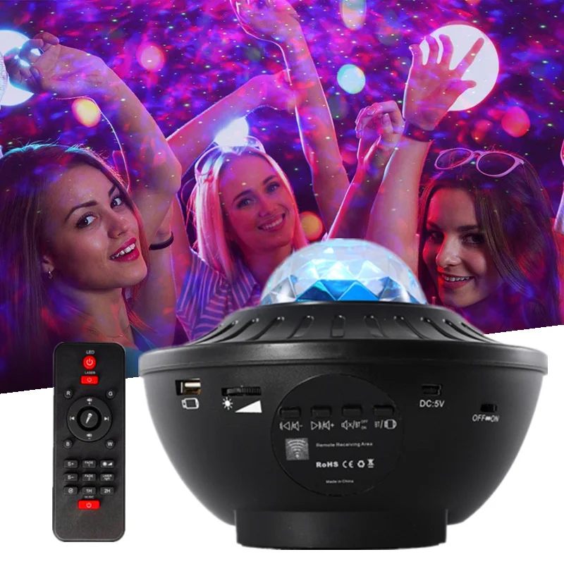 

Женская проекция звездного неба, USB-проекция с дистанционным управлением, Bluetooth, музыка, Пульсация воды, атмосфера, ночник, светодиодный DJ, Лазерная лампа