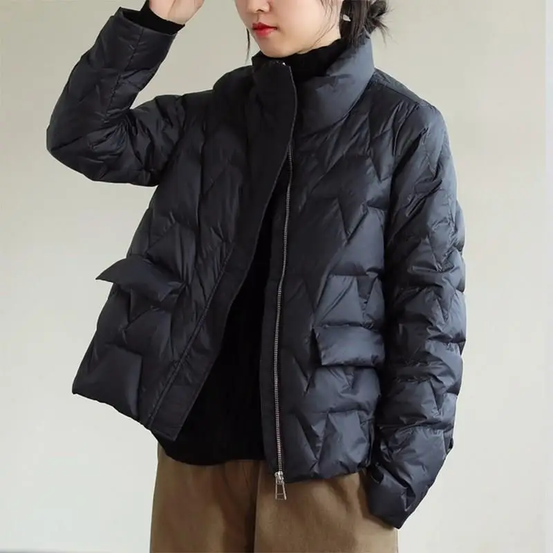 

Женская демисезонная пуховая куртка: модная зимняя белая пуховая стеганая куртка с длинными рукавами, стандартный крой, весна