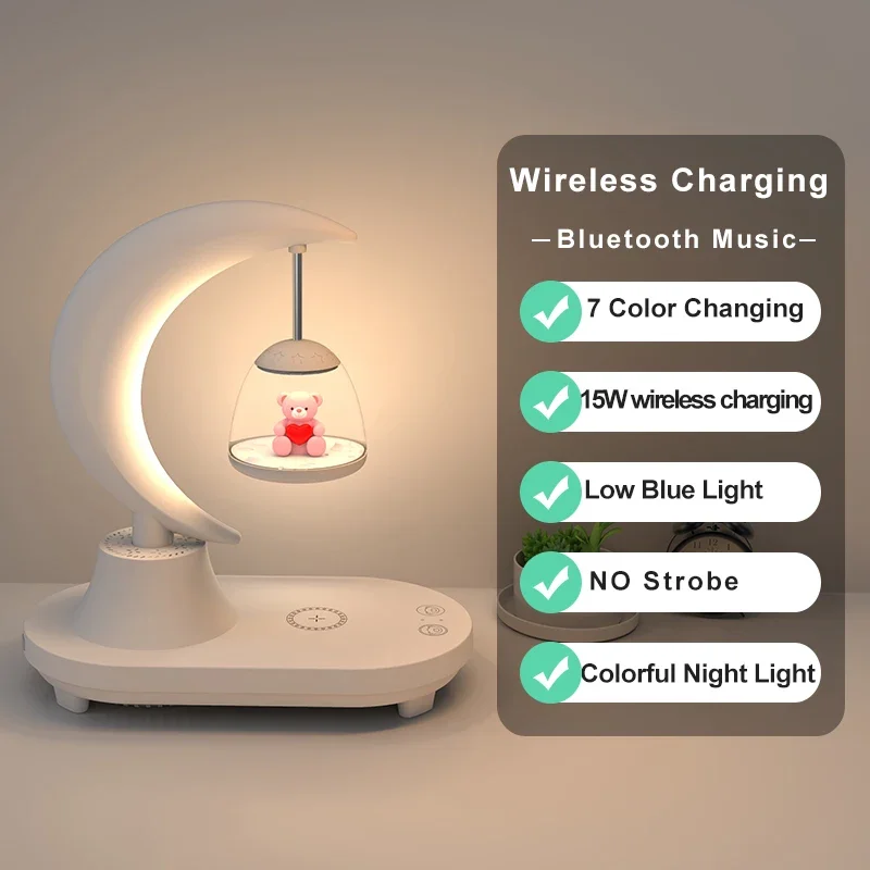 

Bedside RGB Light LED Table Lamps Wireless Phone Charging and Smart Flower Speaker Night Bedroom for Kids 10 Novelty DC Plastic