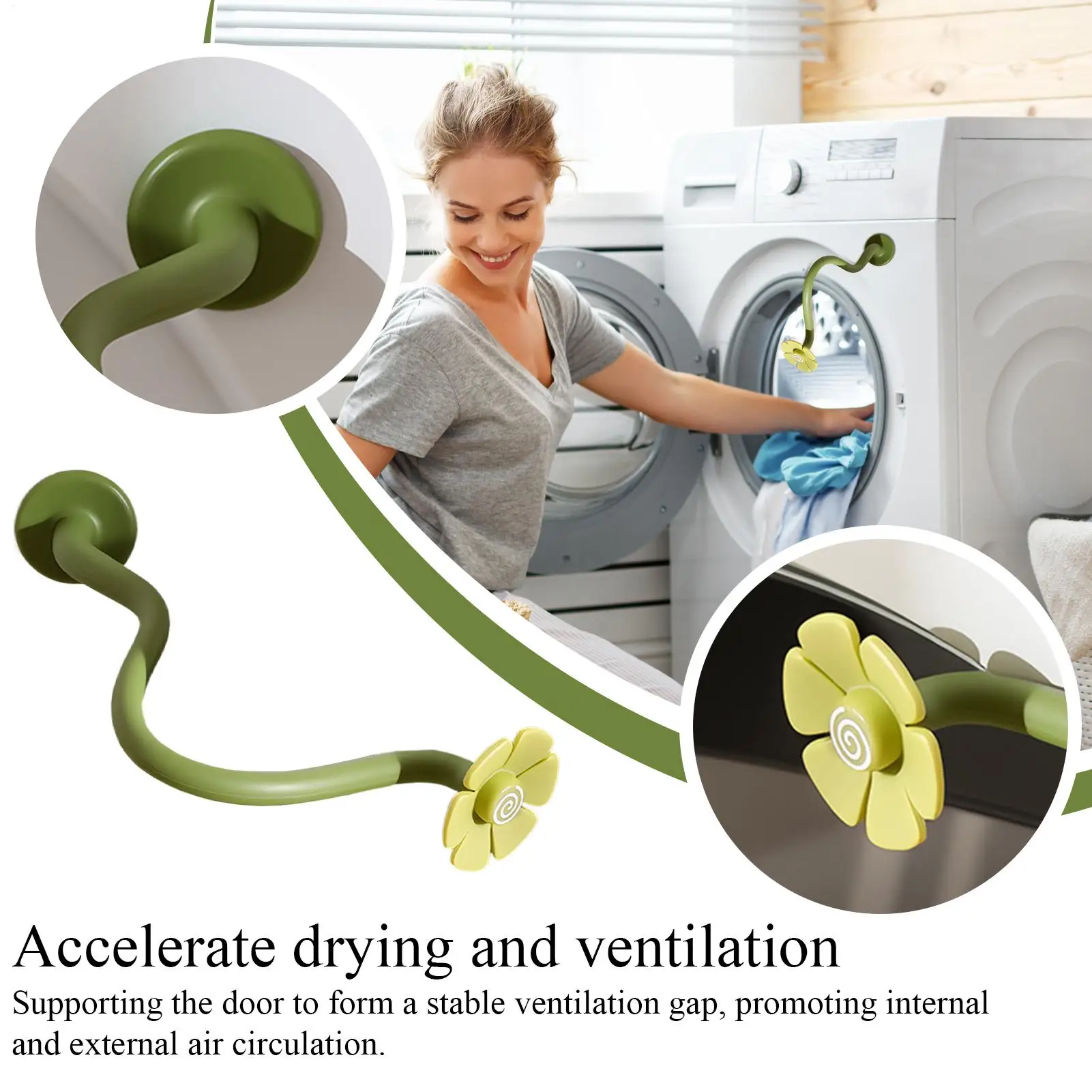 Flower Magnetic Washer Door Holder Front Load Machine Prop For Boosting Air Circulation Anti-Slip For Laundry Room Dorm Home