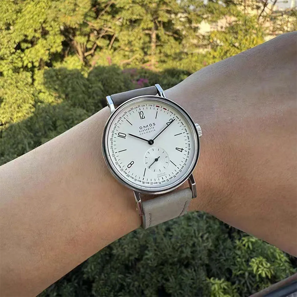 38mm men's automatic mechanical watch, compatible with Seagull ST1731 movement, with calendar, waterproof, and transparent back.