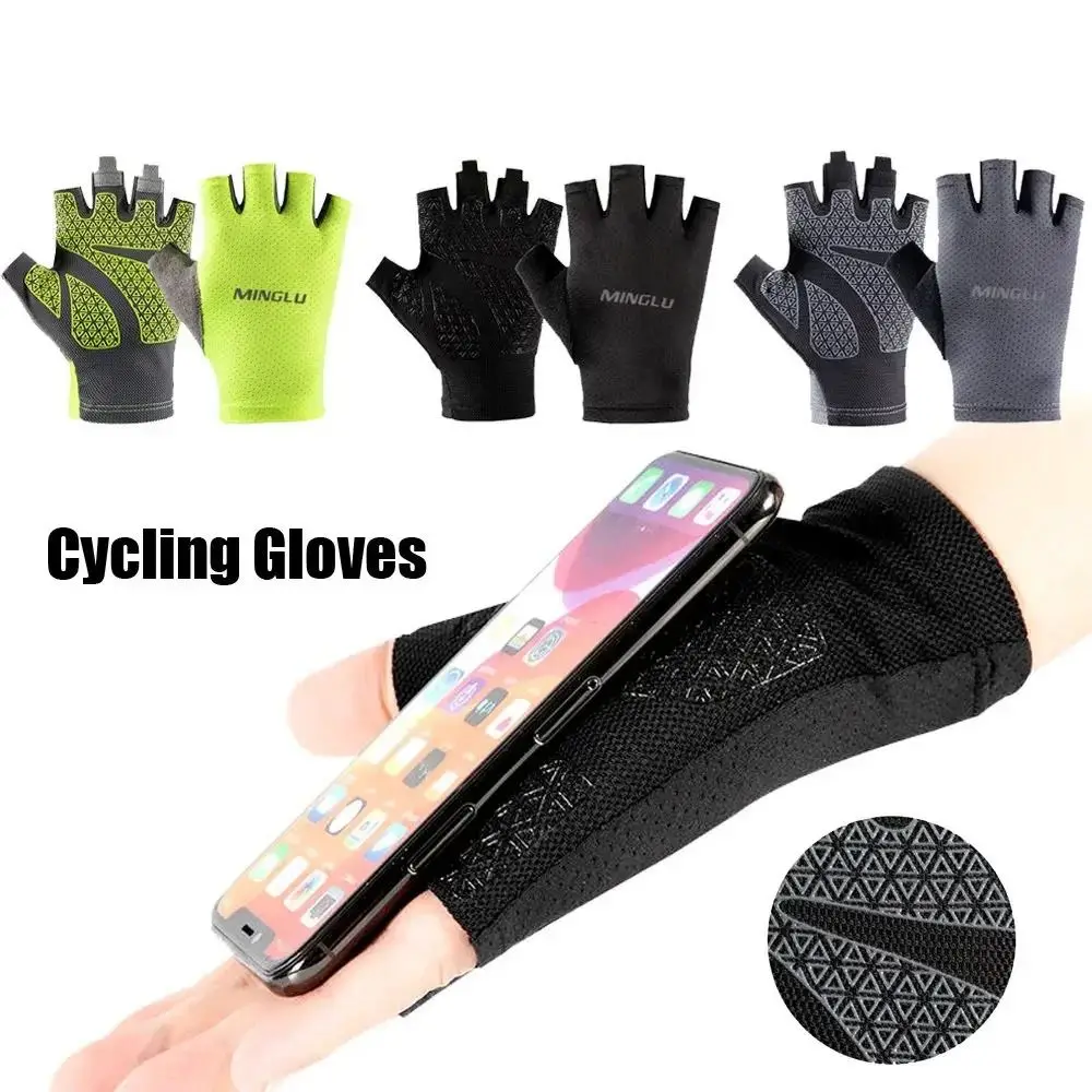 

1 Pair Light Weight Half Finger Cycling Gloves Anti-Slip Padded Fitness Fingerless Gloves Breathable Shock-Absorbing