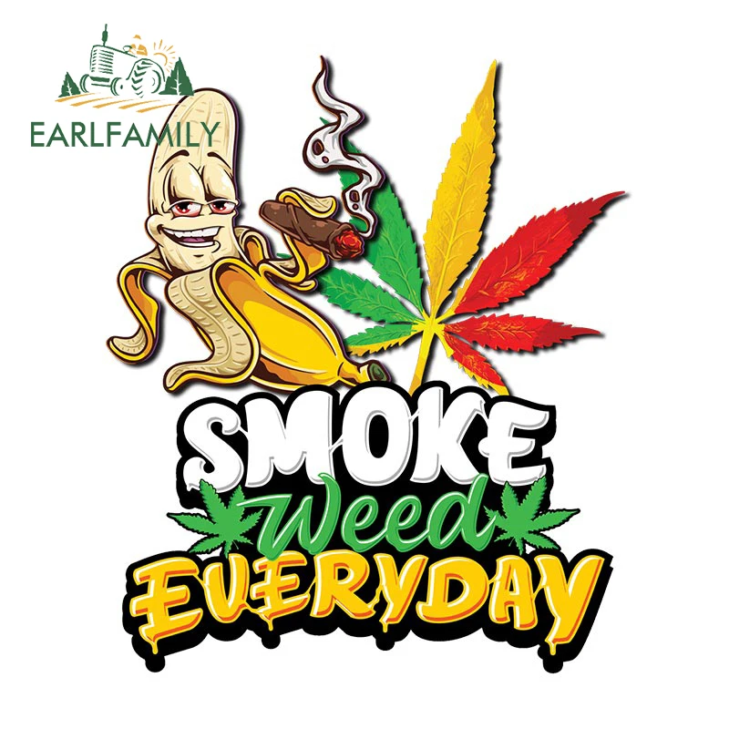 EARLFAMILY 420 SKULL Smoking Vinyl Middle Finger Car Sticker Weed Leaf Leaves Dank Bud Bumper Car Truck Decal Funny Car Styling