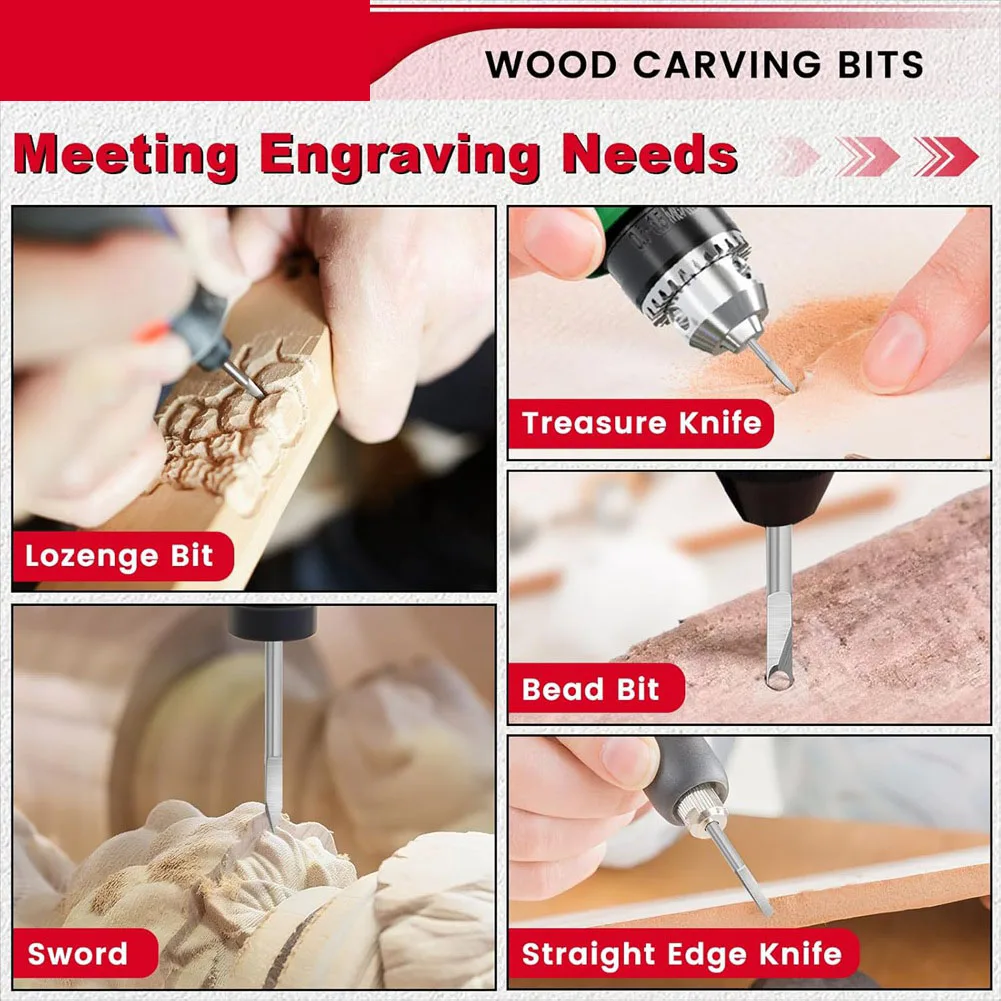 【Penjualan Baru】 10 Buah Alat Ukir Kayu 1/8 "Batang Alat Pertukangan Alat Putar Bit Kompatibel untuk Pengeboran Ukir