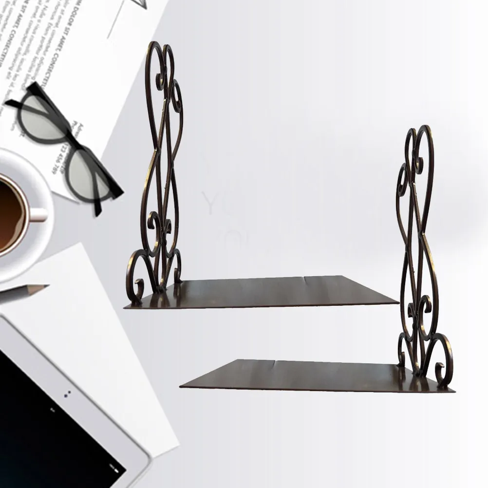 

Sturdy Metal Retro Bookends Bronze Vintage Inspired Book Holder for Keeping Books Upright on Shelf Study Desk Organizer