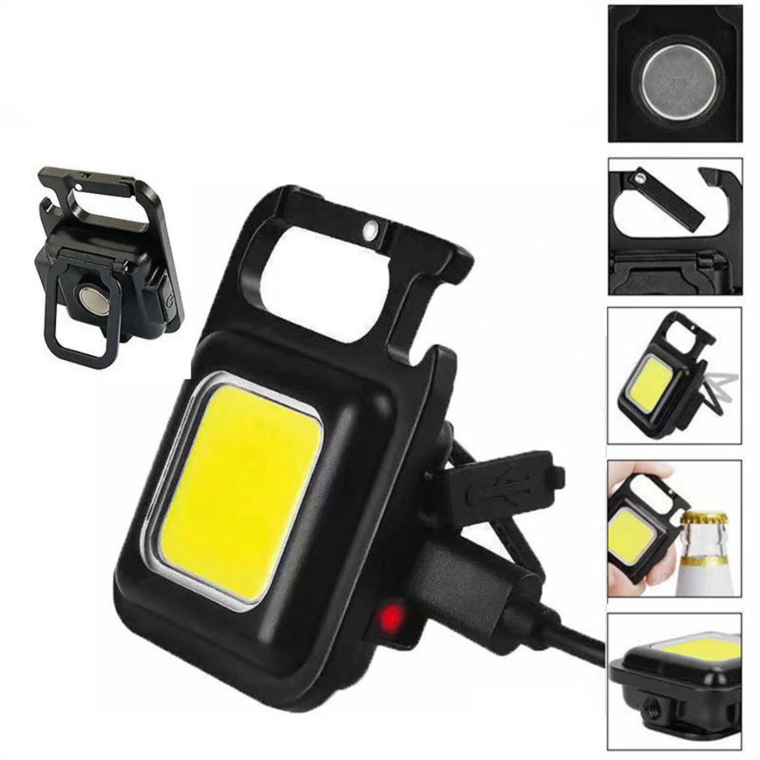 Portable Ultra Mini Keychain Light - High Brightness Multi Functional Cob Campsite Emergency Night Light for Outdoor Camping and