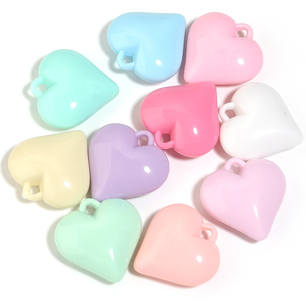 10/50 Stück bunte Herz-Acrylperlen mit Loch oben, lose Anhänger für DIY-Schmuckherstellung, handgefertigte Halsketten, Armbänder, Zubehör – Detail 8
