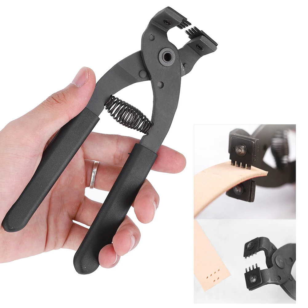 Carbon Steel Leather Craft Hand Tool 17cm HandHeld Carbon Steel Silent Pliers Leather Craft Hole Punch Tool 4mm Hole Puncher