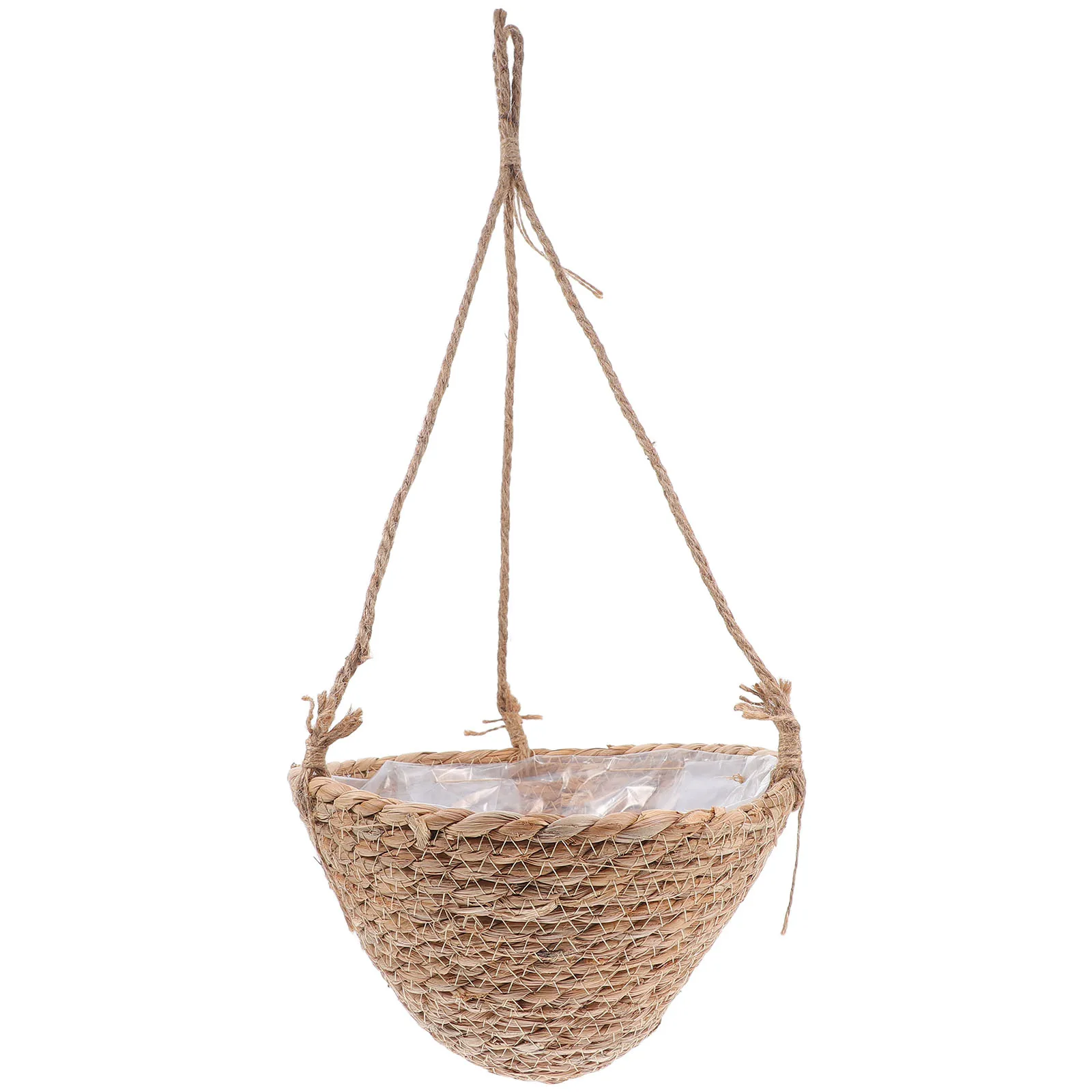 

Empty Flower Hanging Baskets Conical Cone Shaped Plant Pot Handmade Woven Wall Straw Planter
