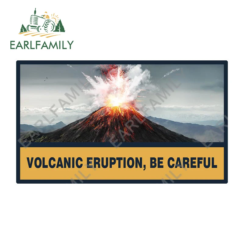 EARLFAMILY – autocollants d'avertissement d'éruption volcanique, 13cm X 5.7cm, autocollants de voiture en vinyle, imperméable, anti-rayures, style de planche de surf