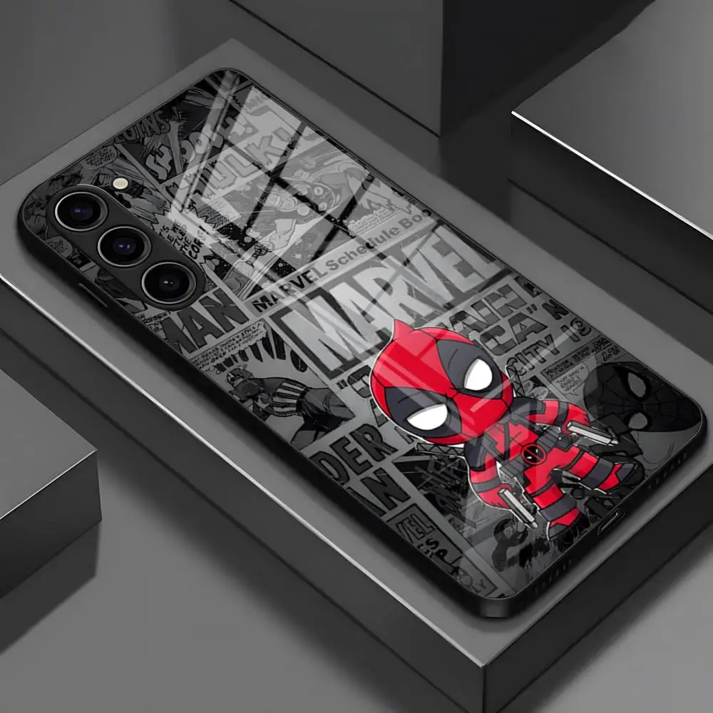 M-Marvel Handyhülle für Samsung S25 Edge Ultra S23 S22 S21 S20 Ultra Plus S24 Fe A54 A53 A25 Glasabdeckung