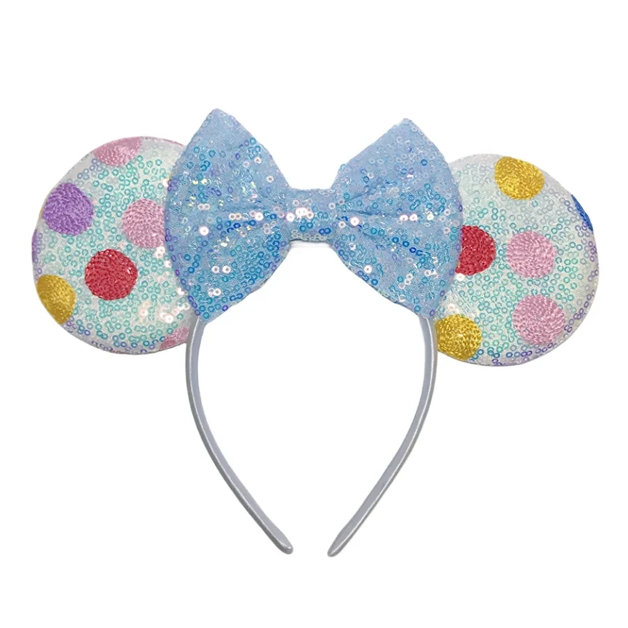 

Dot Woolen Yarn Pattern Mouse Ears Headband For Girls Shinny Sequin Bow Hairband Festival Party Cosplay DIY Hair Accessories