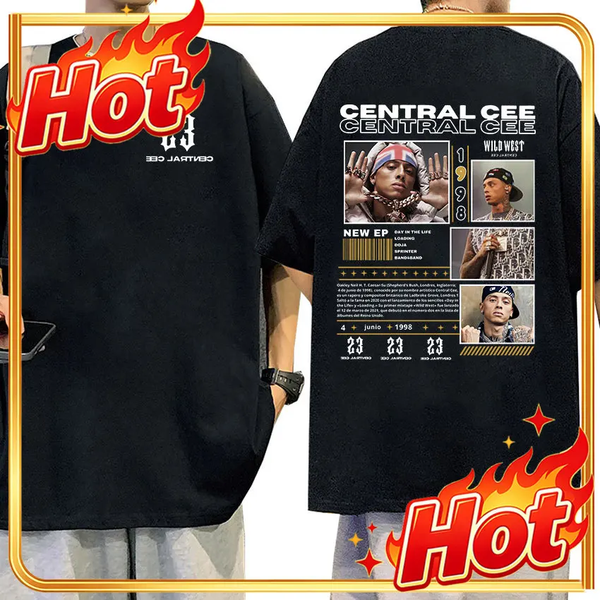 Custom Top Rapper CENTRAL CEE WILD WEST Tour 2026 Graphic T Shirts Men's Women Vintage Fashion Oversized Cotton T-shirt Hip Hop