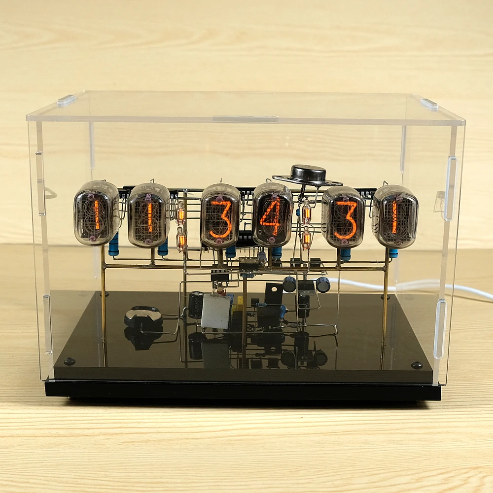 6-bit IN12 Glow Tube Scaffolding Circuit Clock IN-12 DIY Kits Student Training Retro Nostalgic Decoration
