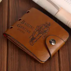 Vintage Men Card Holder Wallet Leather Purse Classic Retro Male Hasp Hunter Brown Clutch for